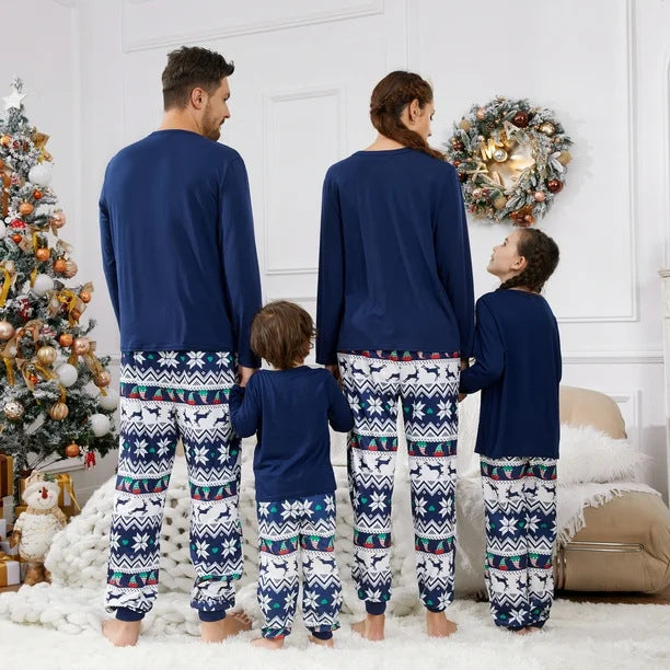 Blue Elk Elf Matching Family Christmas Pajamas